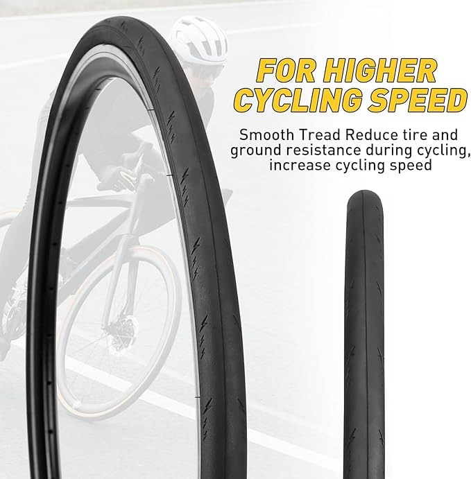 WEEROCK Two Pack 700C Road Bike Tire 700 X 25/700 X 28 Racing Bicycle Tire with 2 Pack Inner Tubes 45mm Presta Valve, Replace Bike Tyres, Black