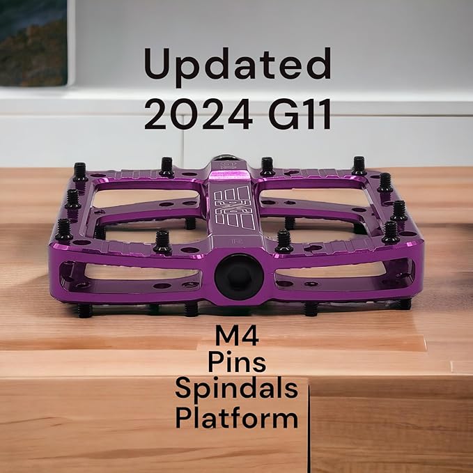 PDX G11 Mountain Bike Pedal MTB Pedal Large Concave Platform Machined Aluminum Polished Bicycle Non-Slip Pedals 9/16 Chromoly Spindle Smooth Ball Bearings