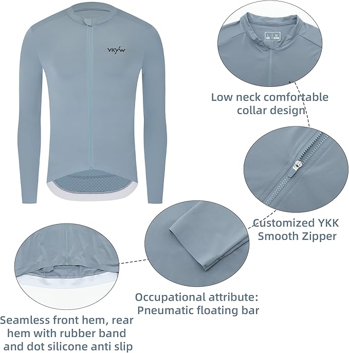 YKYWBIKE Cycling Jersey Men Aero Race Fit, Road Bike Jersey Short Sleeved Moisture Wicking, Breathable,Zip Pocket,UPF50＋