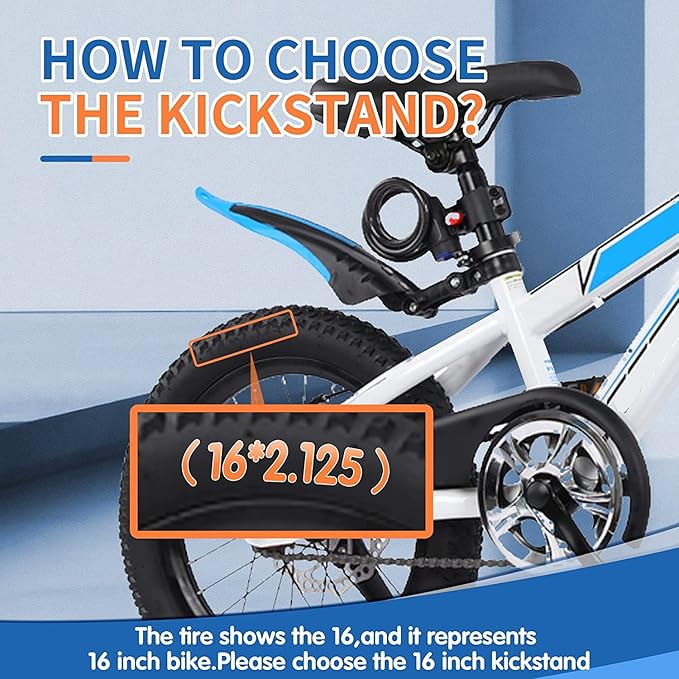 LEICHTEN Kickstand for Kids Bike Center Mount for 16 18 20 Inch Adjustable Children's Bicycles Aluminium Alloy Bike Kick Stand Support Storage