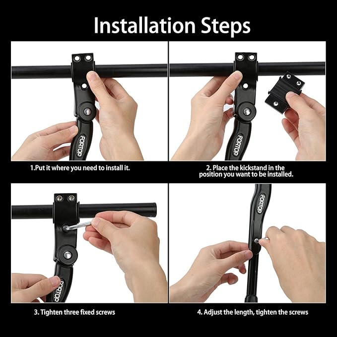 Bike Kickstand for Adult Bicycle, Adjustable Aluminum Bicycle Stand for 24–29 Inch Bikes, Easy Install Replacement Kickstand