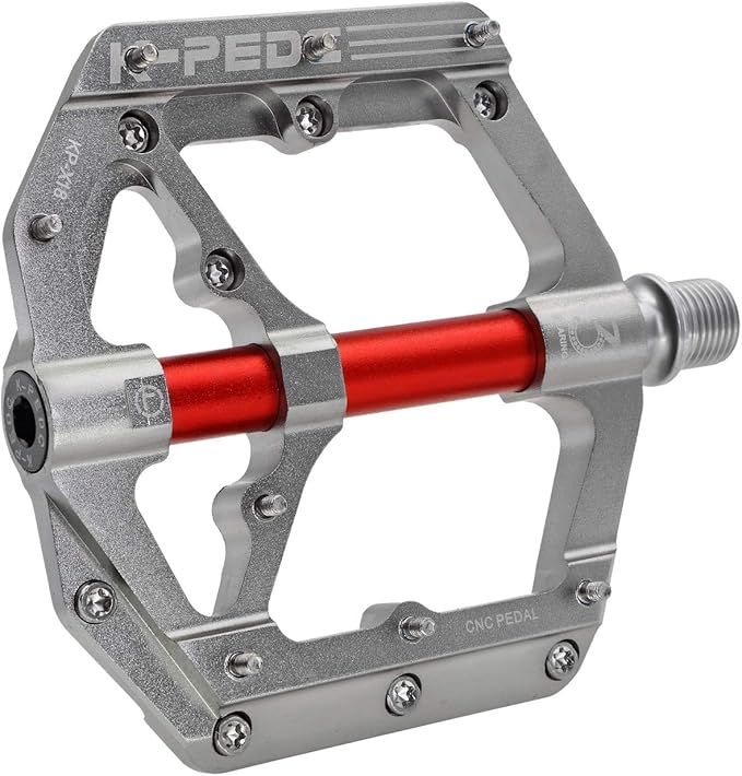 Aluminum Alloy 9/16" Bike Pedal MTB Wide Platform Flat Non-Slip Bicycle Pedals with 3 Bearings for Mountain Bikes, Road, BMX