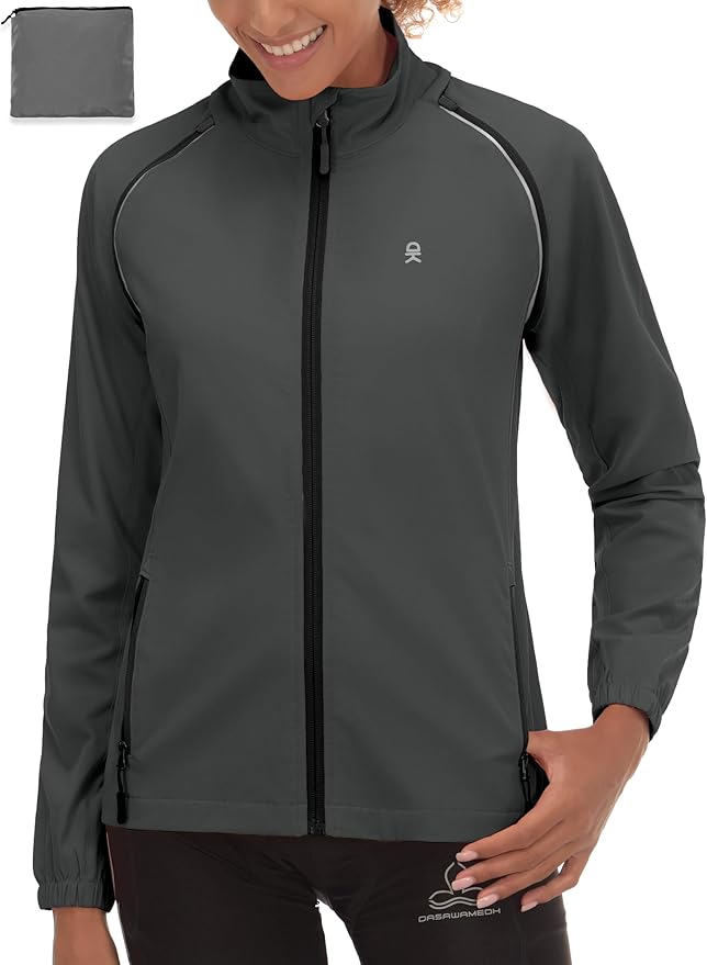Little Donkey Andy Women's Lightweight Waterproof Cycling Jacket with Removable Sleeves for Biking Running Golf