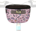 Kids Bike Basket,Durable Front Frame Bicycle & Scooter Basket Bag,Waterproof Fabric Bicycle Handlebar Bag for Boys, Girls, Toddlers with Zipper Mesh Lip (Pink Space)