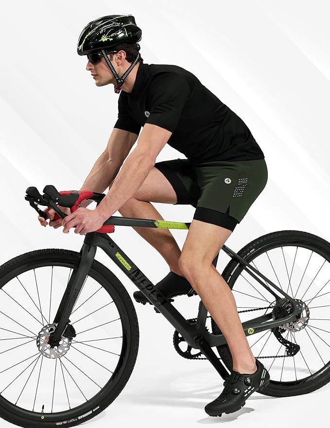 Nepest Men's Mountain Bike Shorts 4D Padded Cycling Bicycle Biker Riding Loose-fit Gel Padding MTB Shorts Zipper Pockets