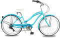 MICARGI 24/26 Inch Adult Cruiser Bicycle Hybrid Bike 1/7 Speeds Commuter Bike for Women, Men, Seniors,Step-Through or Step-Over Bike Steel Frame Multi Colors Style