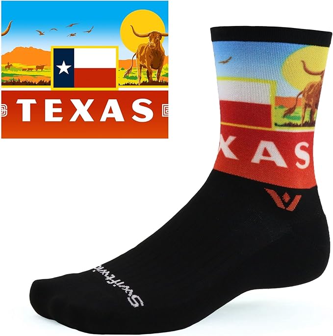 Swiftwick VISION IMPRESSION Crew, National Parks/States Edition, Running, Hiking and Cycling Socks