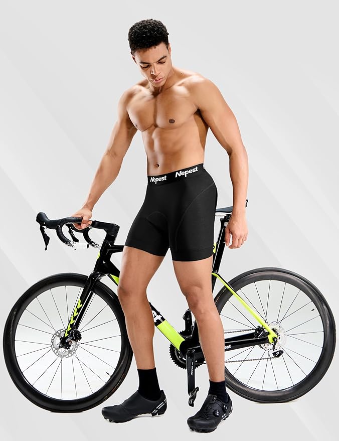 Nepest Mens Cycling Underwear 4D Padded Bike Shorts MTB Liner Mountain Bicycle Tights for Riding