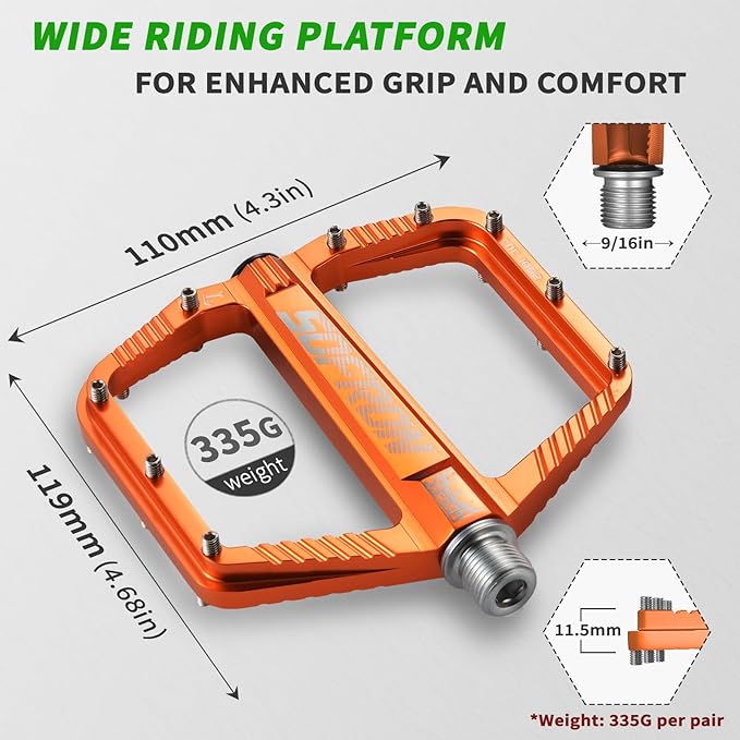 MTB Bike Pedals, Lightweight Mountain Bicycle Pedals for BMX/Road Bikes -Universal Aluminum Alloy Large Platform Pedal
