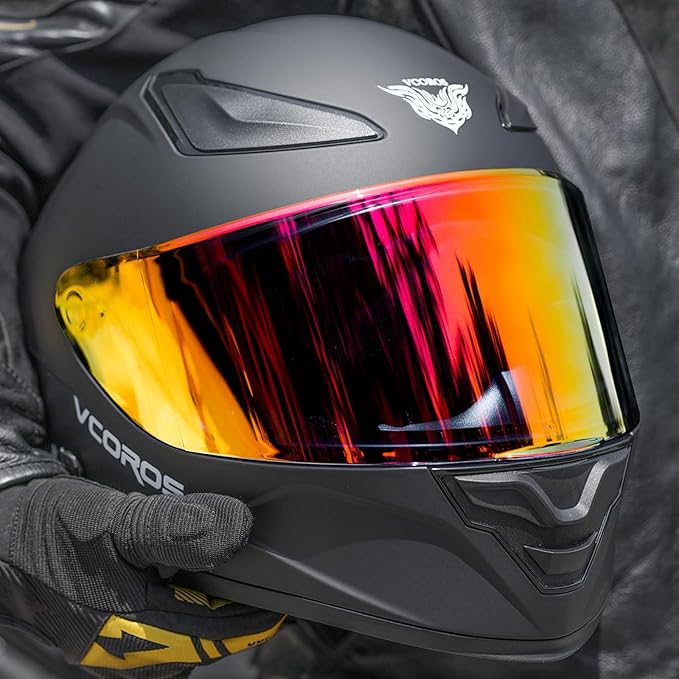 VCOROS Motorcycle Full Face Helmet for Unisex-Adults DOT Approved WS-609 Motorbike Street Bike Racing Helmets
