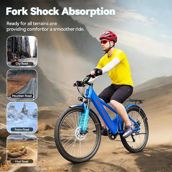 ZNH 750W|1000w Electric Bike for Adults, 48V 13Ah Removable Battery, 26" Electric Mountain Bike, Up to 60 Miles, 7-Speed Ebike, Hydraulic Suspension, LCD Display, UL2849 Certified, TUV