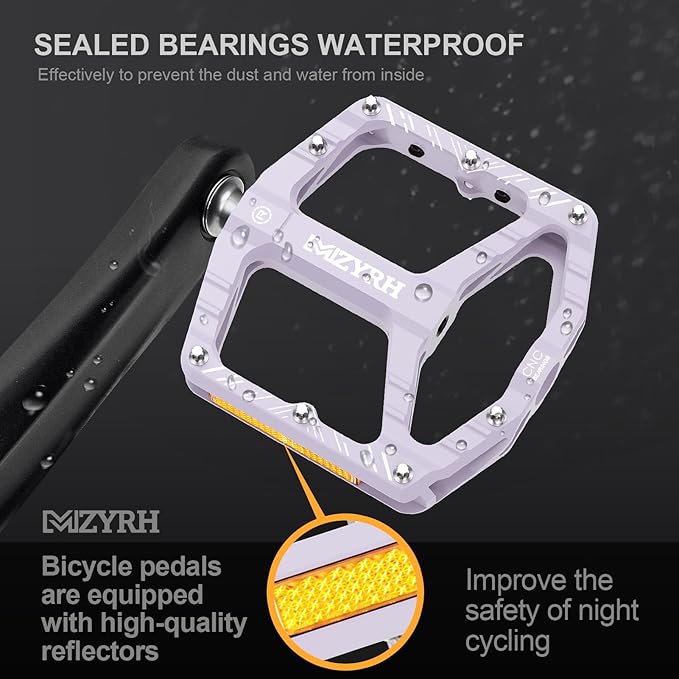 MZYRH Mountain Bike Pedals MTB Pedals,9/16" Non-Slip Lightweight Aluminum Alloy Bicycle Pedals for Road Mountain BMX MTB
