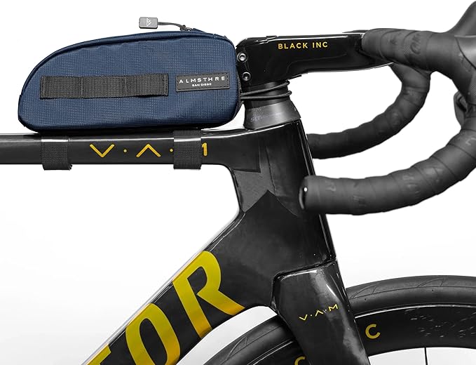 ALMSTHRE Top Tube Bag 8'' x 2'' x 3'' | Waterproof, Secure & Stable – Universal Bike Storage with Versatile Mounting – Fits Essentials | Adventure-Ready Cycling Gear