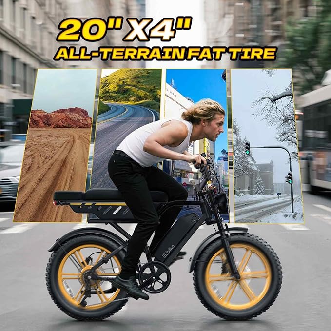 TST Electric Bike for Adults 1500W Peak 20" Fat Tire All-Terrain E-Bike 60/130 Miles 28 MPH Electric Dirt Bike - 48V 15/30 AH Battery Tested to UL 2849 Powered Electric Bicycle
