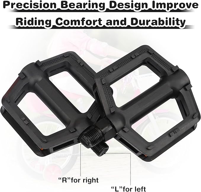 ZUKKA Bike Pedals 1/2-Inch Bike Pedals Non-Slip Kids Bike Peals with Reflective Strips on Sides Multiple Color for Mountain Bike Kid Bike Freestyle BMX Bike