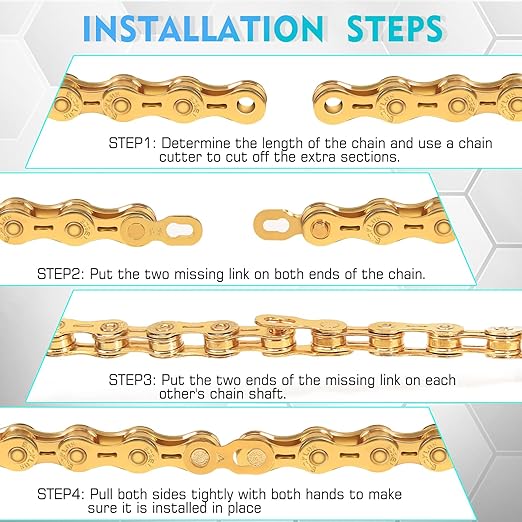 BUCKLOS 6/7/8/9/10/11/12 Speed Bike Chain, High Performance Lightweight Bicycle Chains for Road Bike/Mountain Bike/Ebike,Compatible with Shimano, SRAM, Campagnolo Silver/Gold