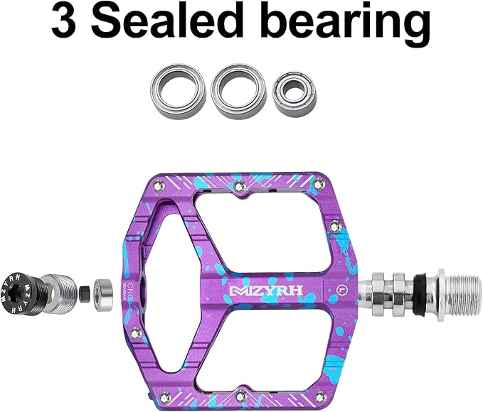 MZYRH Mountain Bike Pedals MTB Pedals,9/16" Non-Slip Lightweight Aluminum Alloy Bicycle Pedals for Road Mountain BMX MTB