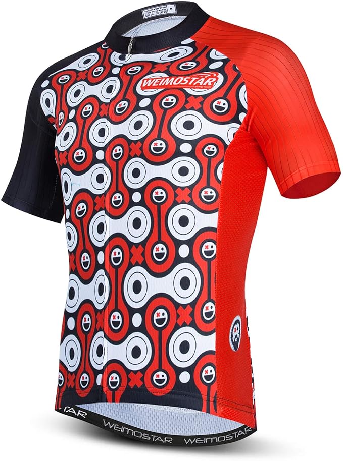 Cycling Jersey Men USA Summer Bike Short Sleeve 3-Pockets Breathable Quick-Dry Shirt S-3XL