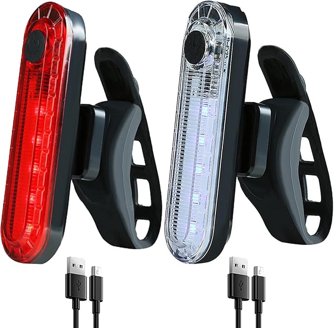 2 Pack USB Rechargeable LED Bike Tail Light Bicycle Rear Cycling Night Essential Reflector Seat Back Safety Lamp Waterproof Bright Warning Flash MTB Light for Men Women Kids