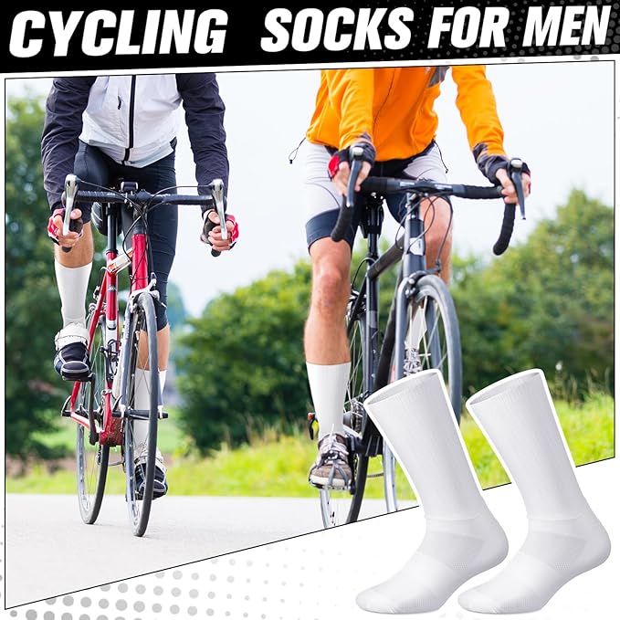 Newcotte 3 Pairs Aerodynamics Socks Cycling Aerodynamics Socks Anti-slip Silicone Line Cycling Sports Running for Men Women