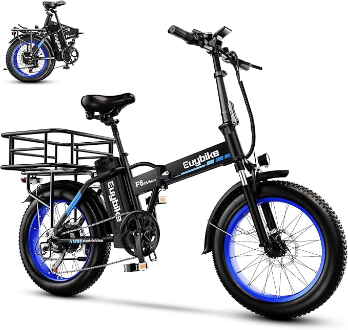Foldable Electric Bike for Adults, 30+MPH, 48V 20Ah Removable Battery up to 80Miles, 20" Fat Tire Peak 1000W Motor Dirt Ebike Adult Electric Bicycle for City Commute Beach Mountain Adventurous E Bike