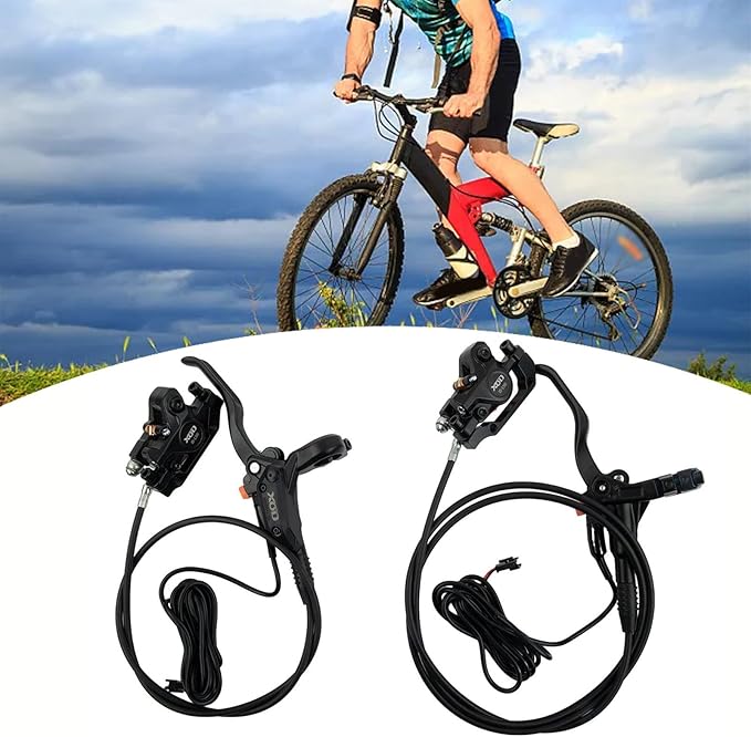 E-Bike Hydraulic Disc Brake Set Electric Power Control Shifter, Aluminum Front 140/160mm Rear 160/180mm Brake Rotors, Left/Right-Front/Rear Braking Direction for Scooter and Motorcycle(Left Rear)