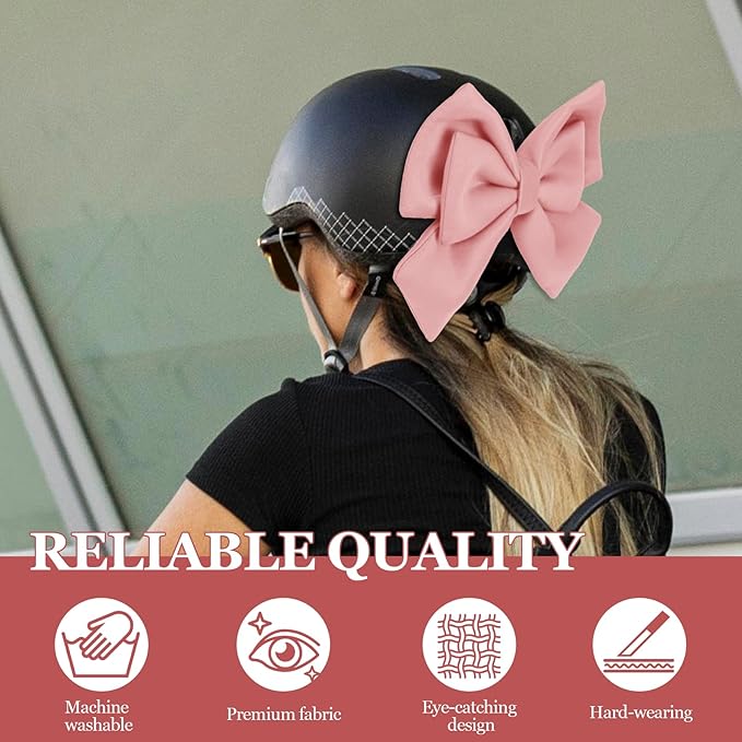 Bow Helmet Accessory, 8.07"x11.22" Stylish Motorcycle Helmet Bow Decoration for Women, Removable Cute Fashion Ribbon Bows Ornament for Motorcycle Scooter E-Bike Helmets (Peach Pink)