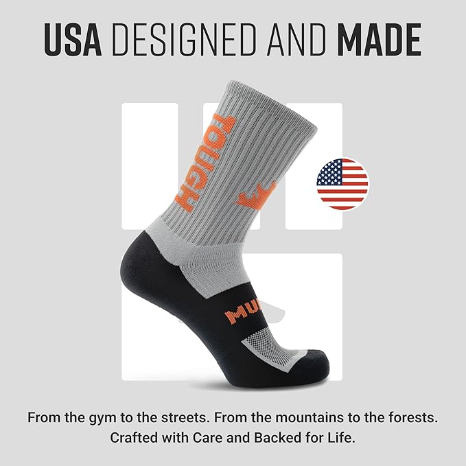 Crew Length Trail Running Socks, Quick-Drying Mid-Calf Socks with Arch Support, Sweat-Resistant, Breathable Athletic Socks