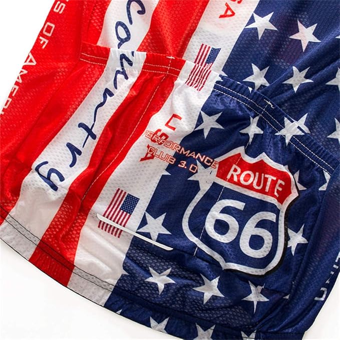 JPOJPO USA Cycling Jersey Men Short Sleeve Bike Shirts Biking Jersey Summer American Bicycle Tops with 3 Pockets Reflective
