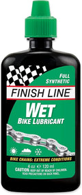 Finish Line Wet Bicycle Chain Lube – Long-Lasting Wet Style Lubricant for Road, Mountain, and Gravel Bikes – Reduces Friction and Repels Water – 4oz Drip Bottle
