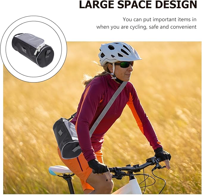 Waterproof Cycling Bike Handlebar Bag with Touchscreen Window, Versatile Outdoor Top Tube Storage Pouch, Front Frame Pack for Commuting and Riding Equipment