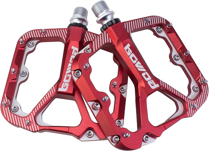 Bike Pedals Mountain Bike Adult, Light MTB Flat Pedals Grippy w 20pcs Non-Slip Studs, Glass Fiber Nylon Composite Platform Pedals w Cr-Mo Axel, 9/16" BMX Road Cruiser Gravel Bicycle Pedals