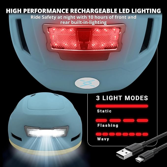 XNITO Bike Helmet with LED Lights - Urban Bicycle Helmet for Adults, Men & Women - CPSC & NTA-8776 Dual Certified - Class 3 E-Bikes, Scooters, Onewheel, Commuter, Mountain