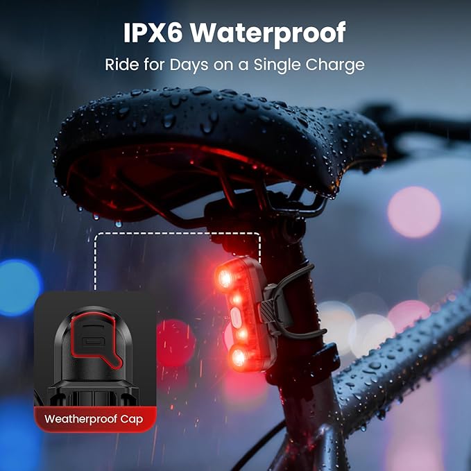 Bike Tail Light with Bike Tracker, GPS Real-Time Track (iOS Only, Work with Apple Find My), 3 Light Modes, Rechargeable Type-C, IPX6 Waterproof, Cycling Safety Rear Bike Light for Night Riding