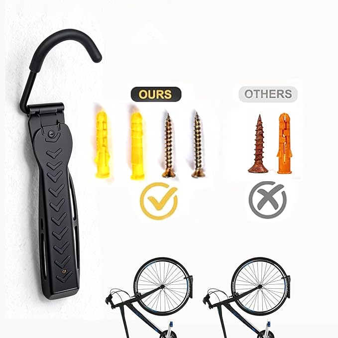 Wall Mount Bicycles Hanger,Bike Rack Garage Wall Mount,Indoor Bike Storage Space-Saving Vertical Bike Holder,Bike Storage System Vertical Bike Hooks(Front Wheel pad+Rear Wheel pad)