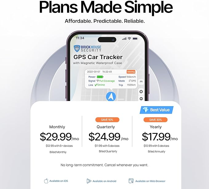 Brickhouse Car Trackers for Your Vehicle - Spark Nano 7 GPS Tracker with Magnetic Waterproof Case - Hidden Real-Time 4G LTE Vehicle Finder - GPS Tracking Device for Cars & More - Subscription Required