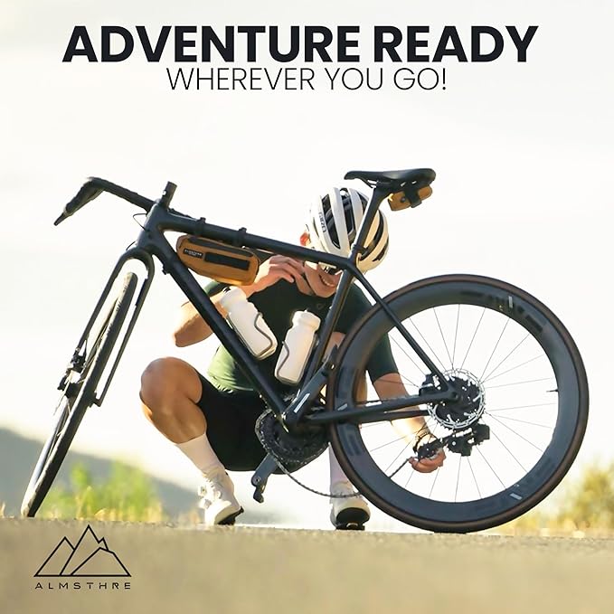 ALMSTHRE Signature Bike Saddle Bag – California Gold | 0.5L Bike Seat Bag (3" x 5.25" x 2") | Water-Resistant Ripstop, Waterproof Zipper, Internal Pocket | Durable Under Seat Storage
