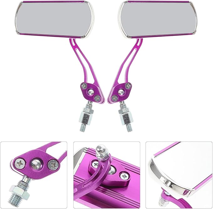 2pcs Bicycle Side View Mirrors for Motorcycles and Scooters, Adjustable Purple Rearview Bike Mirrors for Handlebars, Mountain Bike and Ebike Accessories