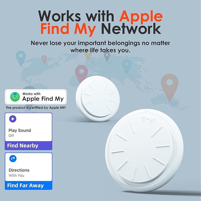 Mini GPS Tracker for Vehicles No Monthly Fee,GPS Car Tracker,Hidden Car Tracker with Case,Real Time Car GPS Tracker Work with Apple Find My(iOS Only) (Waterproof White,4PCS)