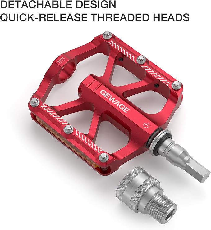 Bike Bicycle Pedals - 9/16” Quick Release Pedals Aluminum Flat Pedals - 3 Bearings Bicycle Pedals with Reflectors for Mountain Road BMX MTB Folding Bike