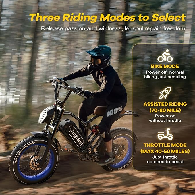 EUYBIKE Electric Bike for Adults, 2000W/3000W Peak Single/Double Motor with 48V/52V 25AH/30AH Battery, 20"x4.0" Fat Tires 35MPH/37MPH Ebike, Dual Hydraulic Disc Brake Full Suspension Electric Bicycle