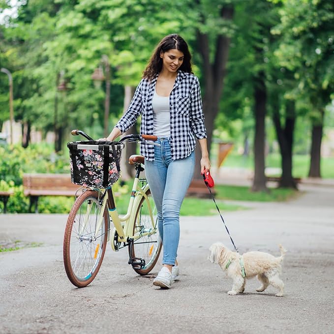 RAYMACE Bicycle Basket Dog Bike Handlebar Basket Front,Folding Detachable Quick Release Easy Install,Cycling Picnic Bag