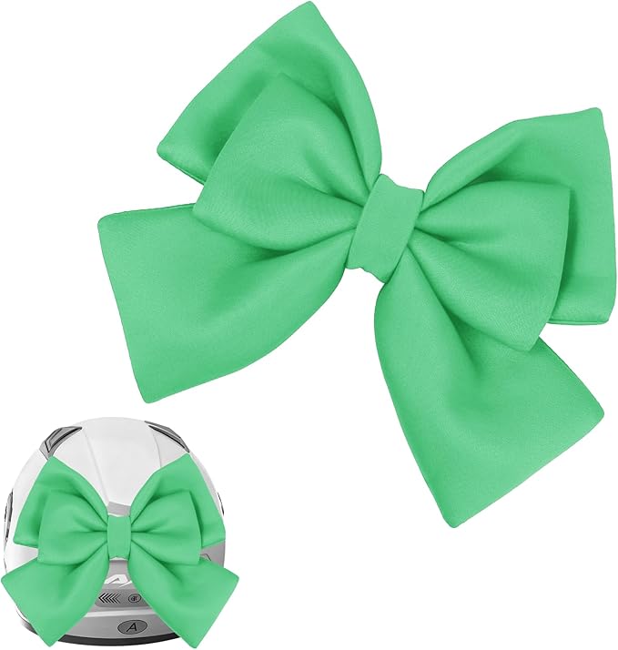 Bow Helmet Accessory, 8.07"x11.22" Stylish Motorcycle Helmet Bow Decoration for Women, Removable Cute Fashion Ribbon Bows Ornament for Motorcycle Scooter E-Bike Helmets (Light Green)