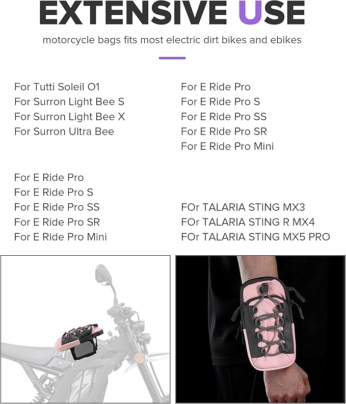 Dirt Bike Frame Bag,Motorcycle Frame Bag,Car Accessories Powersports Gear Bags,Universal Electric Vehicle Front Bags,Ebike Accessories,Suitable for Most Motorcycles,Dirt Bike (Pink)