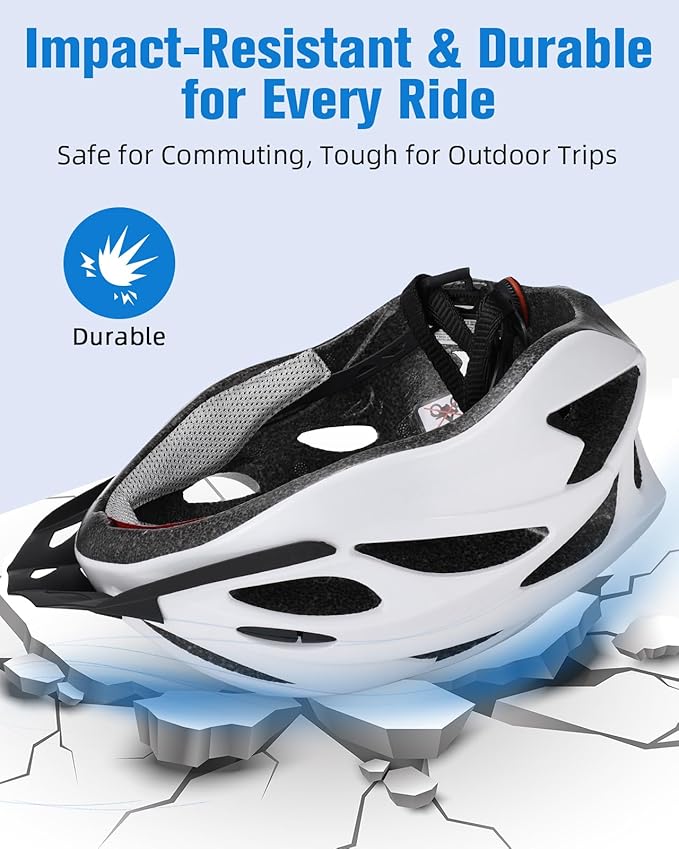 Zacro Adult Bike Helmet, Safety Certified Cycling Helmet for Men Women, Lightweight with Detachable Visor, Adjustable Dial Fit 58-65cm, for Road/Mountain/Commuting,White