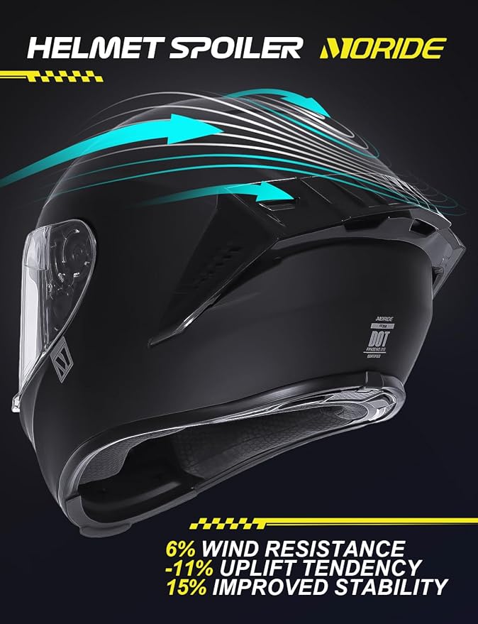Full Face Motorcycle Helmet with Spoiler - Advanced Aero Design for Men and Women (Unisex)