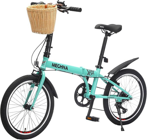 20 Inch Folding Bike - 6-Speed High Carbon Steel Frame, Aluminum Alloy Rims & Adjustable Seat for Commuting & Outdoor Riding