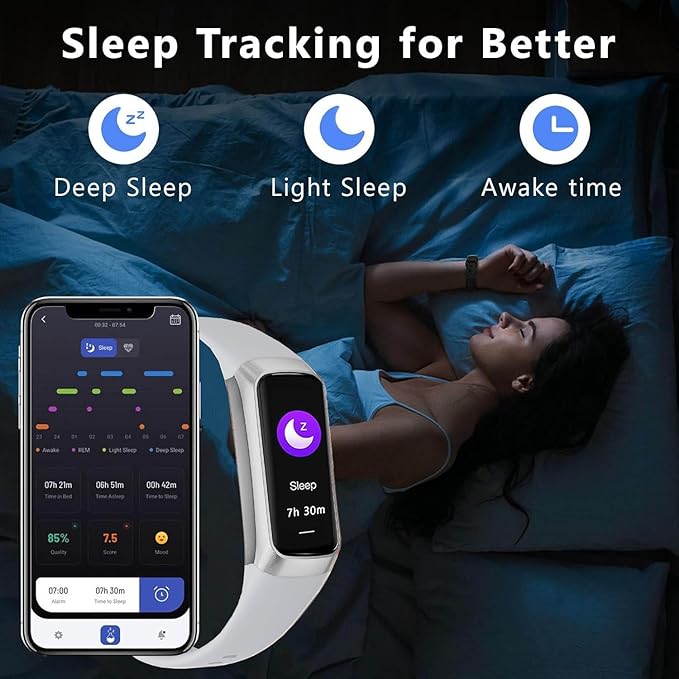 Fitness Tracker with 24/7 Heart Rate Sleep Blood Oxygen Monitor,IP68 Waterproof Smart Watch,1.10''AMOLED Touch Color Screen,Step Counter Health Activity Trackers for Women Men (Grey)