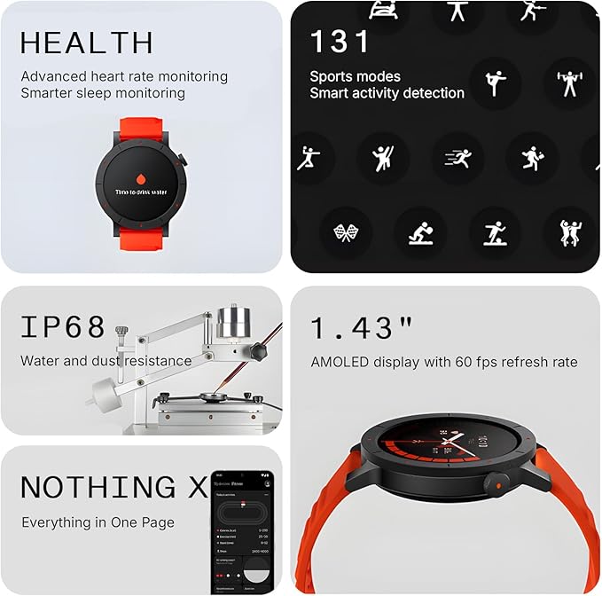 CMF by Nothing Watch 3 Pro Smart Watch for Men Women, Bluetooth Call AI Energy Score, 1.43” Heart Rate Tracking, Sleep Monitor, GPS & 130 Sport Modes, Fitness Tracker for Android iOS, IP68 Orange