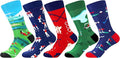 WeciBor Men's Dress Funny Crazy Colorful Novelty Combed Cotton Crew Socks 12 Pack - Size 7-10/10-13/13-15